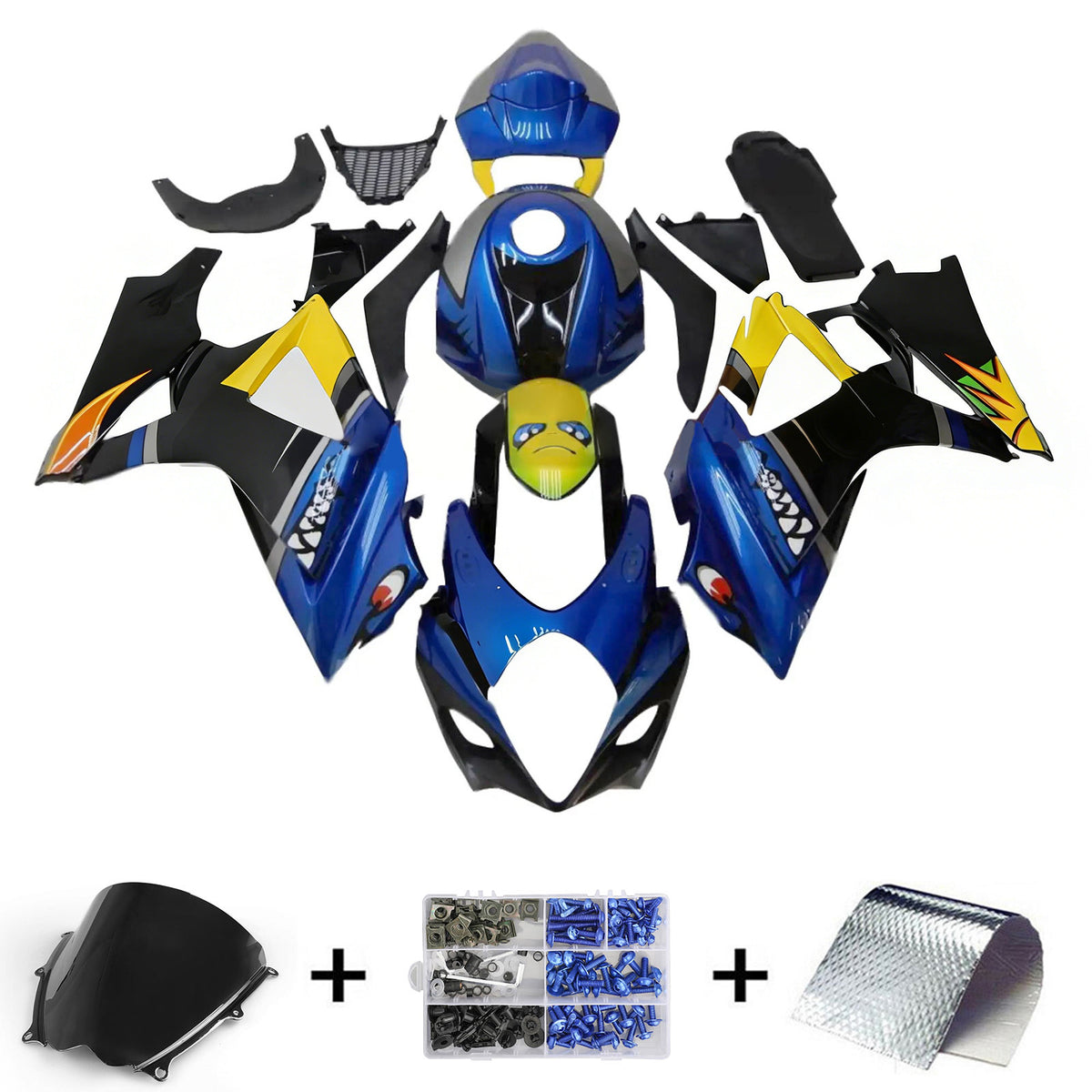 Amotopart 2007-2008 Suzuki GSX-R1000 K7 Black Blue White Fairing Kit