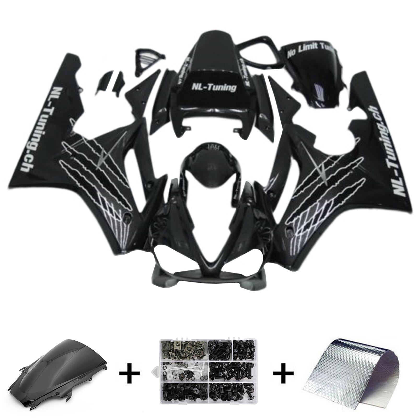 Amotopart 2009-2012 Kit carena Triumph Daytona 675 Black Style1