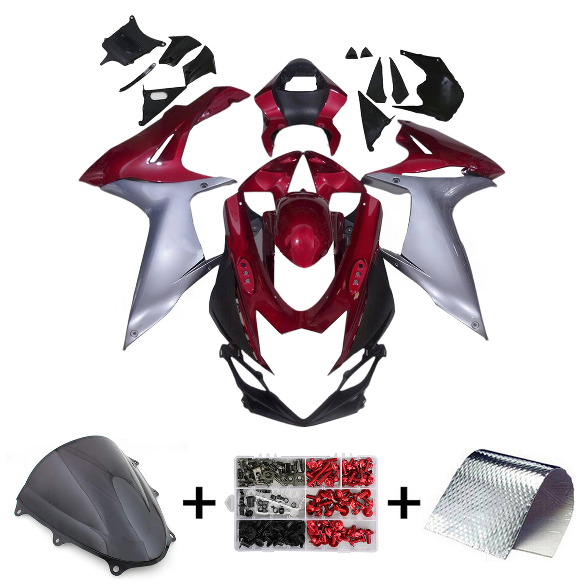 Kit de carenagem Amotopart 2011-2026 Suzuki GSX-R600 GSX-R750 K11 cinza vermelho branco preto