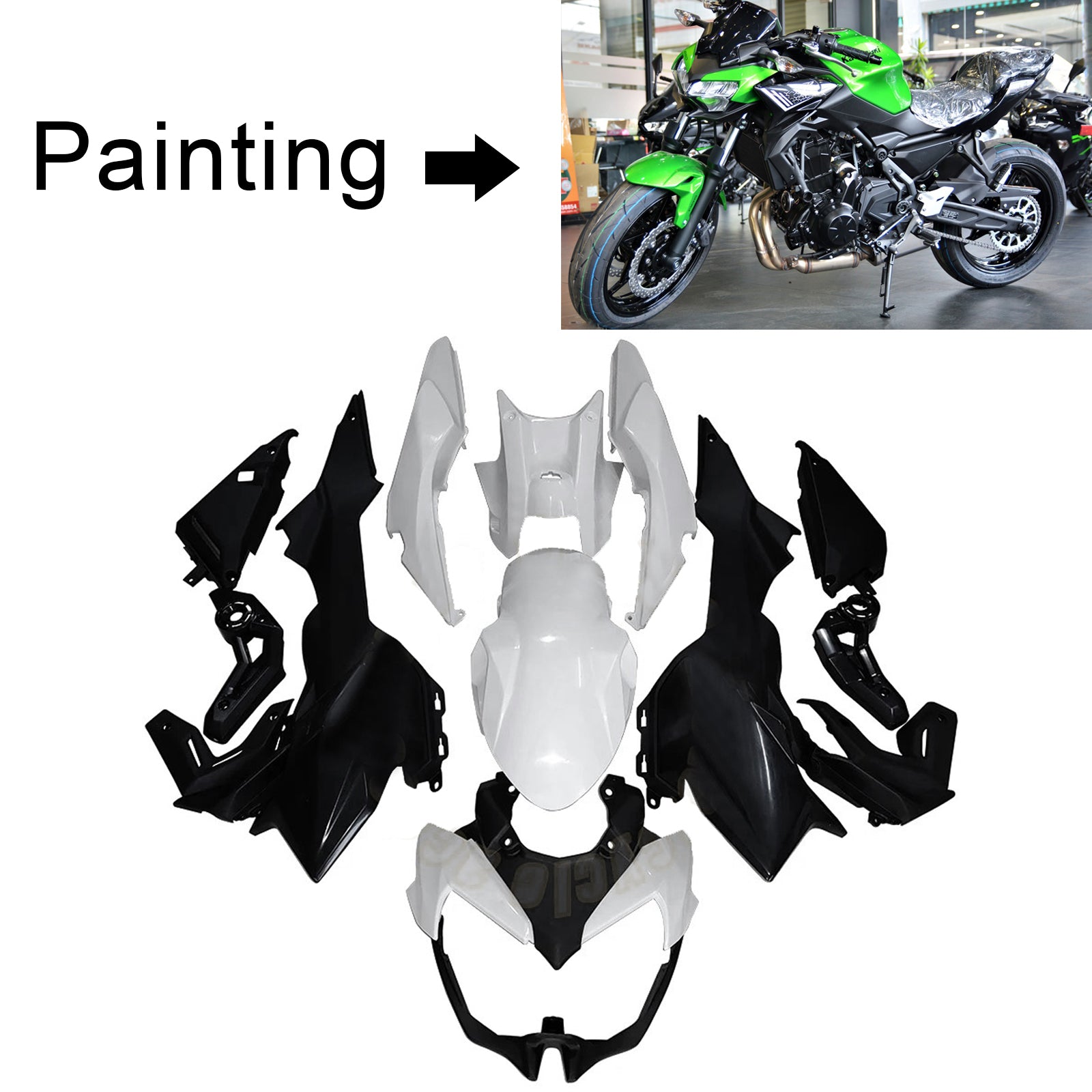 Amotopart 2020-2023 Kawasaki Z650 Green Fairing Kit