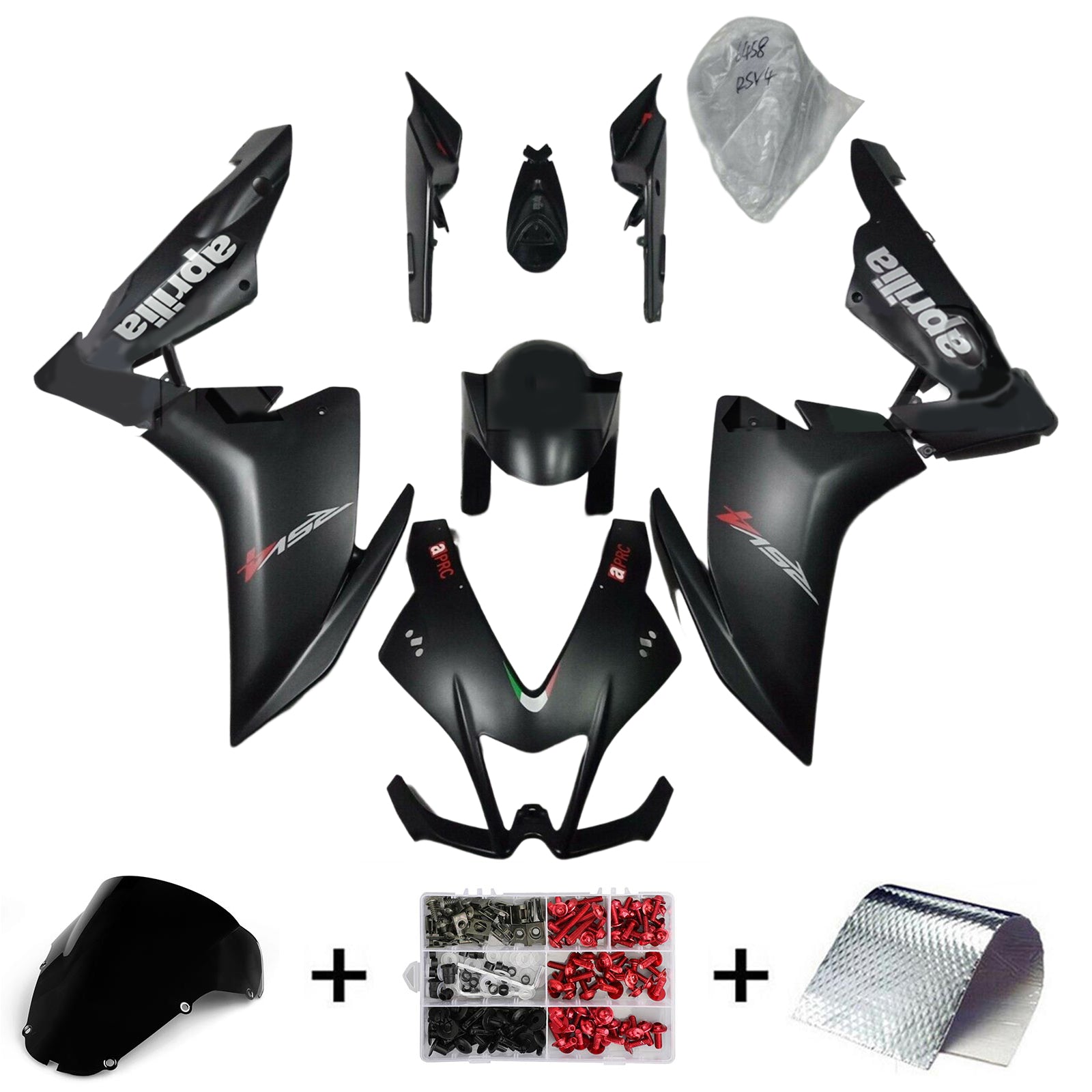 Amotopart Aprilia 2009-2015 RSV4 1000 Matte Black Fairing Kit