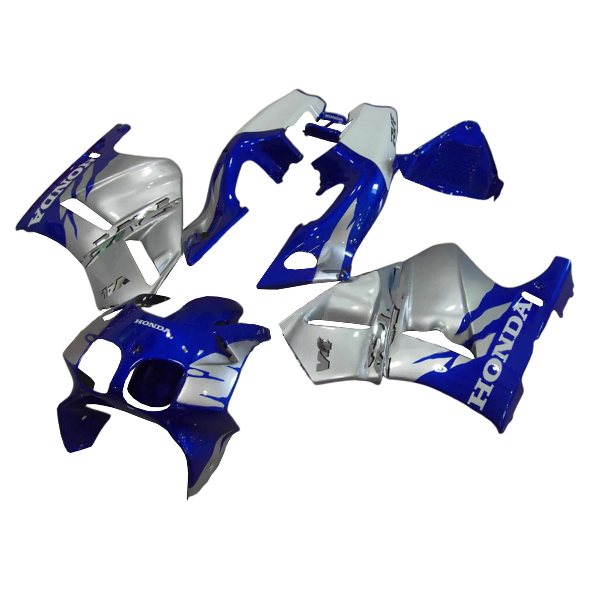 Amotopart 1993-1998 Honda RVF400 NC35 Kit de carenado azul plateado