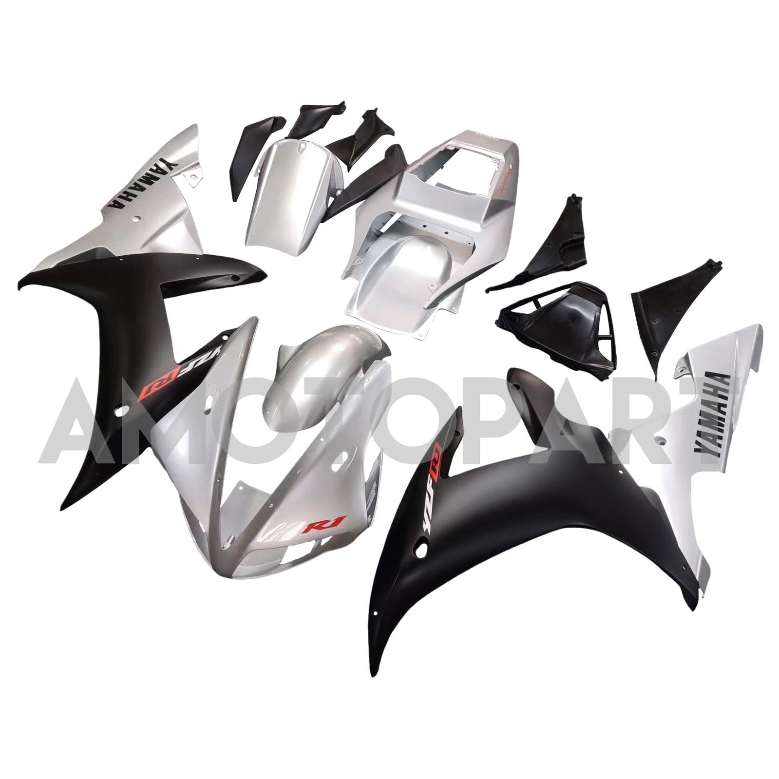Amotopart 2002-2003 Yamaha YZF 1000 R1 Silver&Black Fairing Kit
