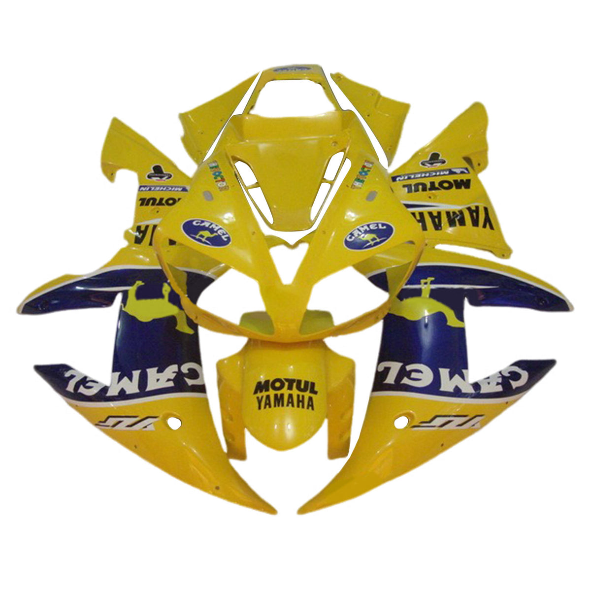 Amotopart 2002-2003 Yamaha YZF R1 Blue Yellow Fairing Kit