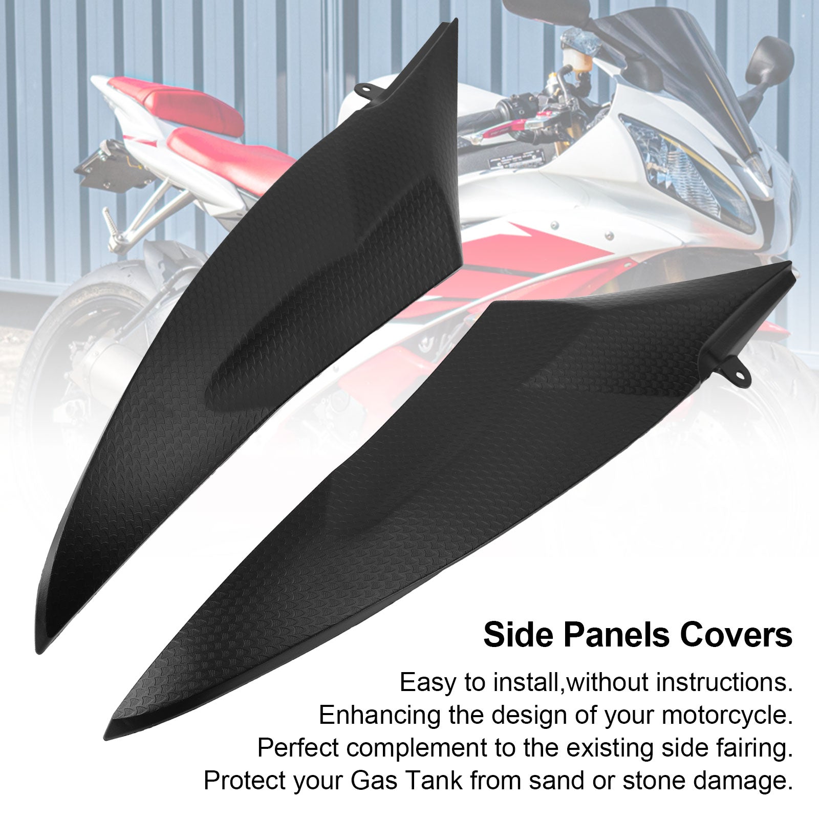 Pair Gas Tank Side Trim Cover Panel Fairing Cowl For Yamaha YZF R6 2006-2007