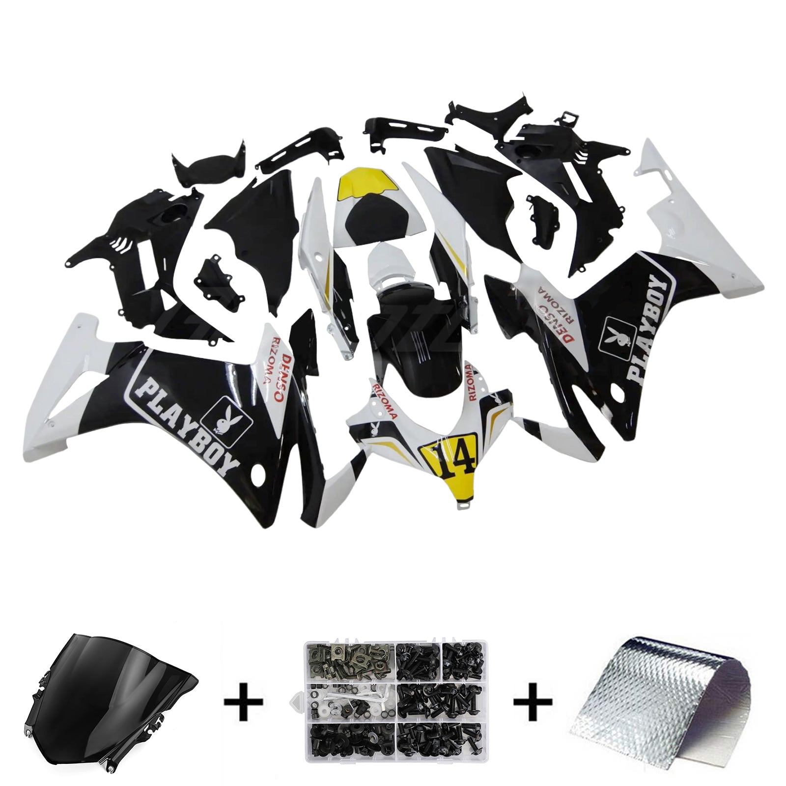 Amotopart 2013-2015 Honda CBR500R Kit de carenado blanco negro