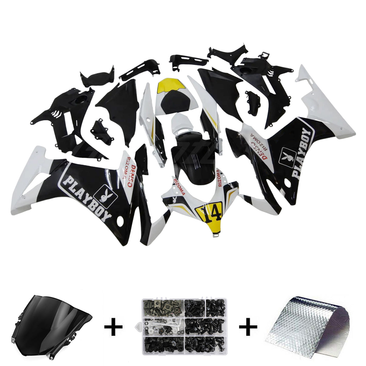 Amotopart 2013-2015 Honda CBR500R  Black White Fairing Kit