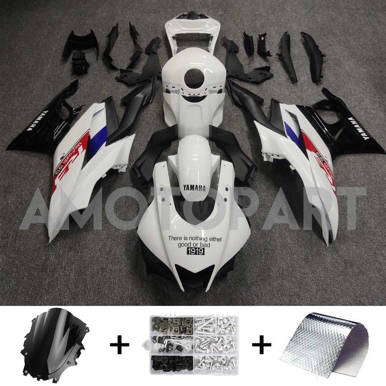 Amotopart 2022-2024 Yamaha YZF-R3 & R25 Black White Fairing Kit