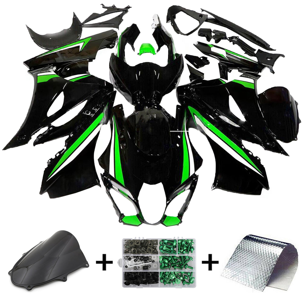 Amotopart 2017-2026 Suzuki GSX-R1000 K17 Sort Grøn Hvid Fairing Kit