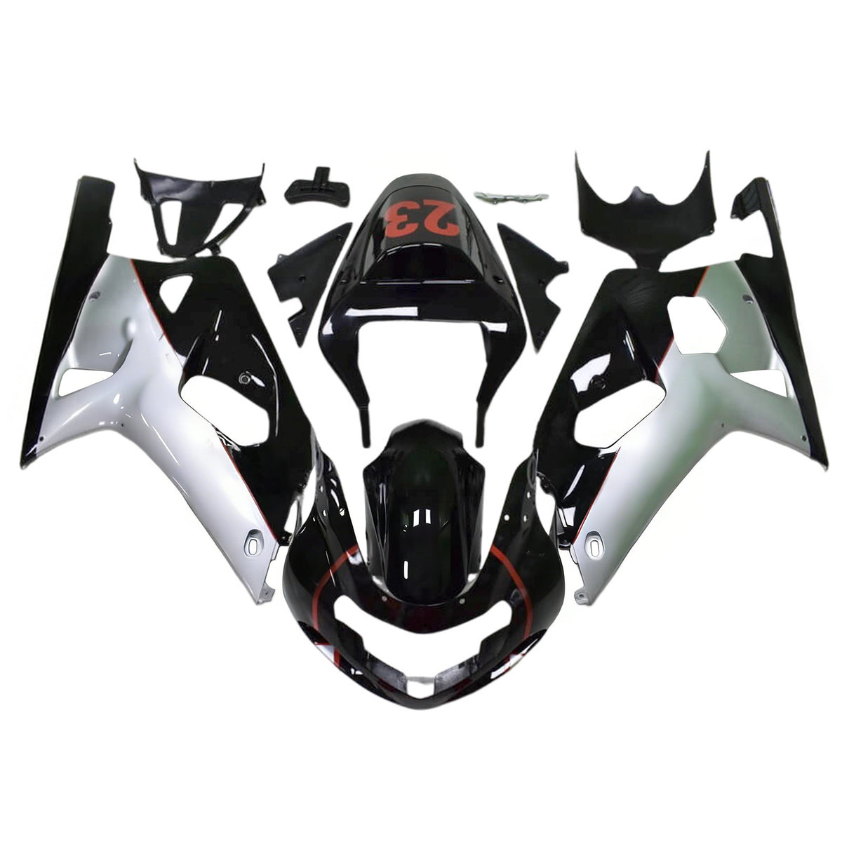Amotopart 2001-2003 2000-2003 Suzuki GSX-R600 GSX-R750 K1 Black Gray White Fairing Kit