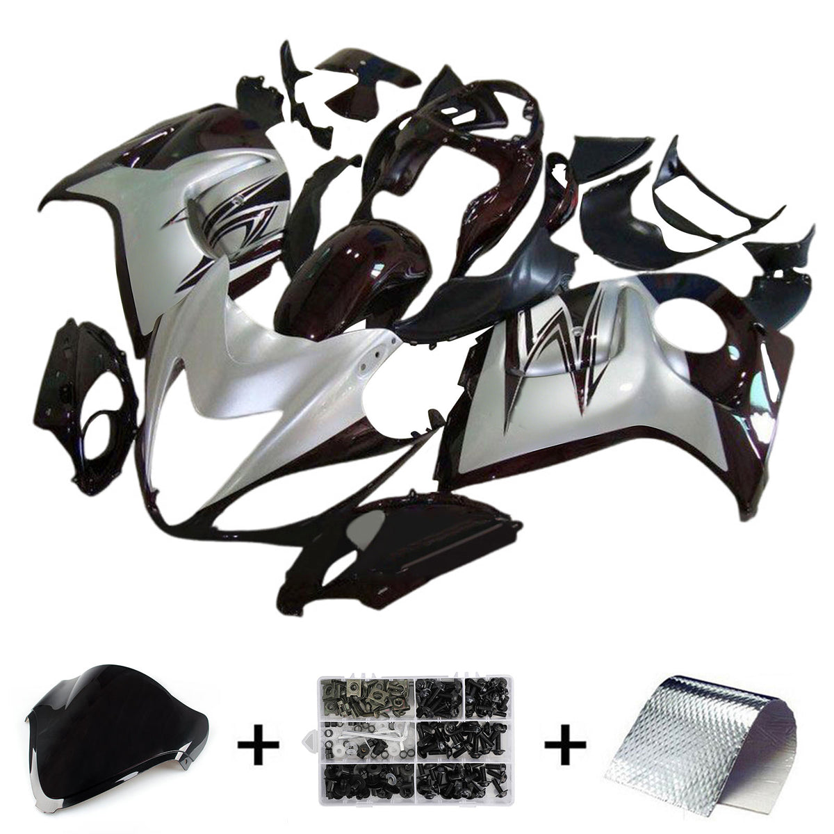 Amotopart 2008-2020 Suzuki Hayabusa GSX1300R grijs wit zwart kuipset