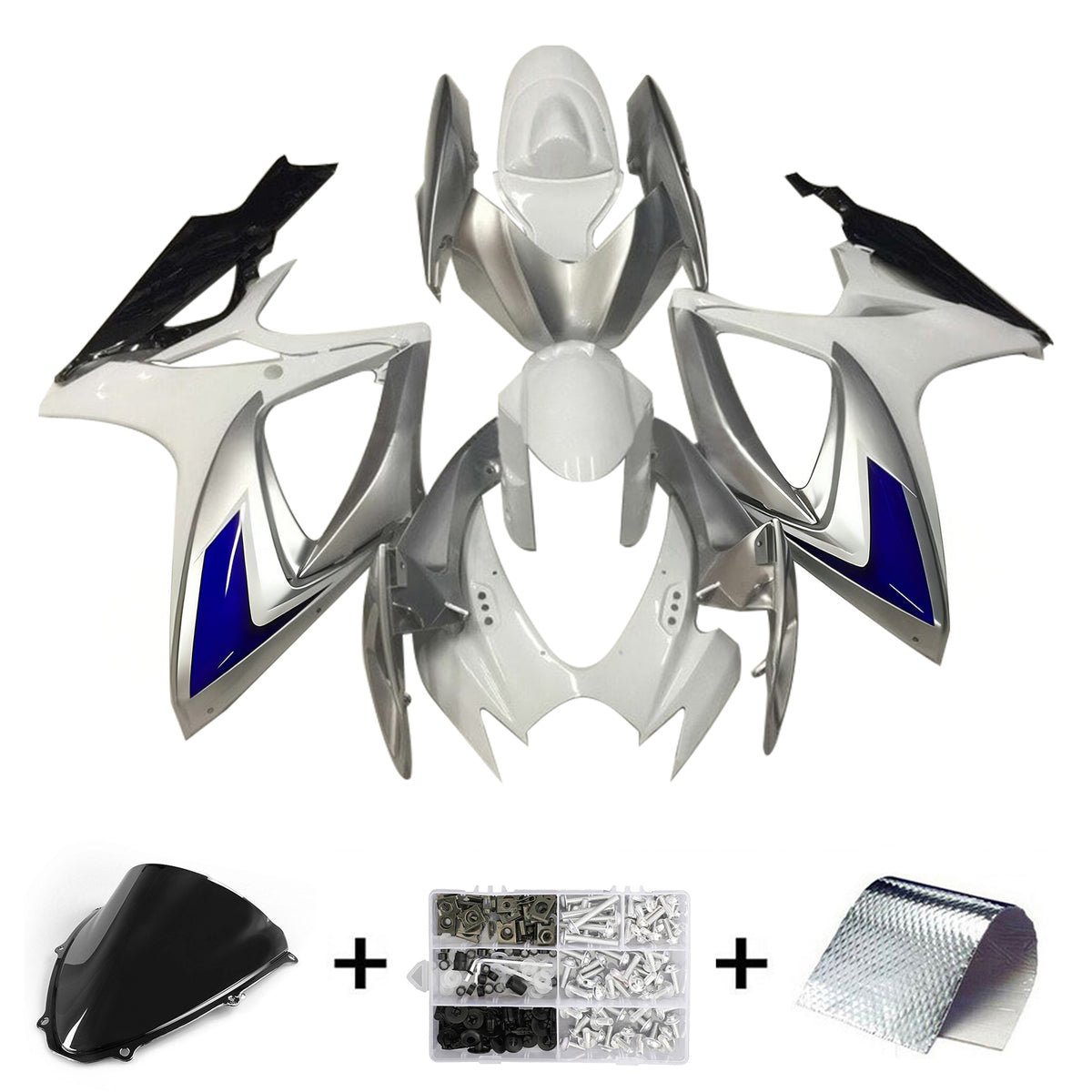 Amotopart 2006-2007 Suzuki GSX-R600 750 K6 Gray Black White Blue Fairing Kit
