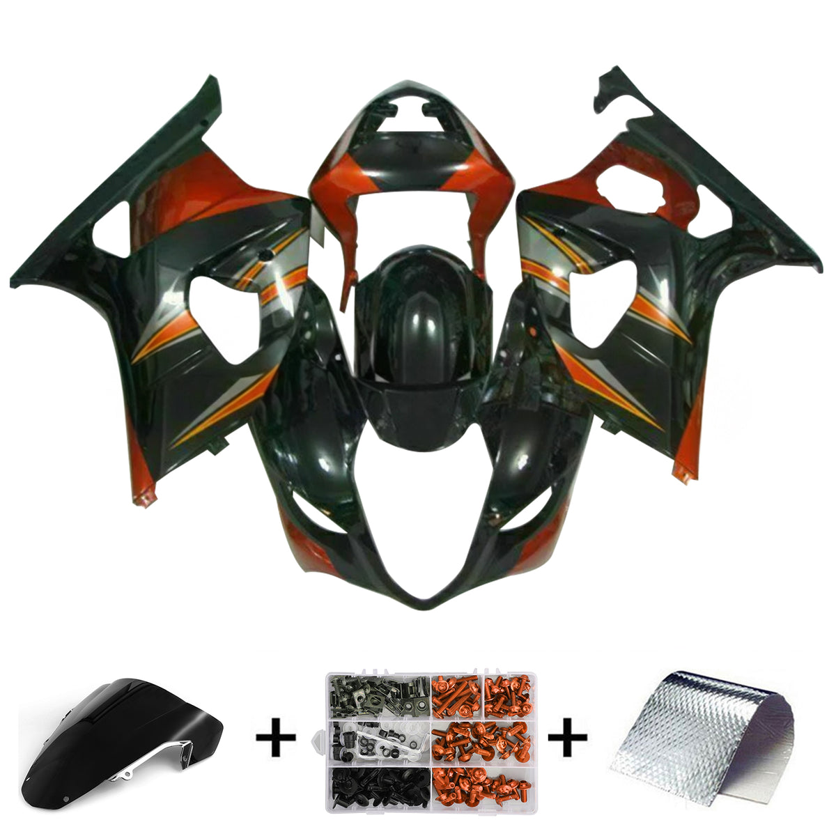 Amotopart 2003-2004 Suzuki GSX-R1000 K3 White Black Orange Fairing Kit