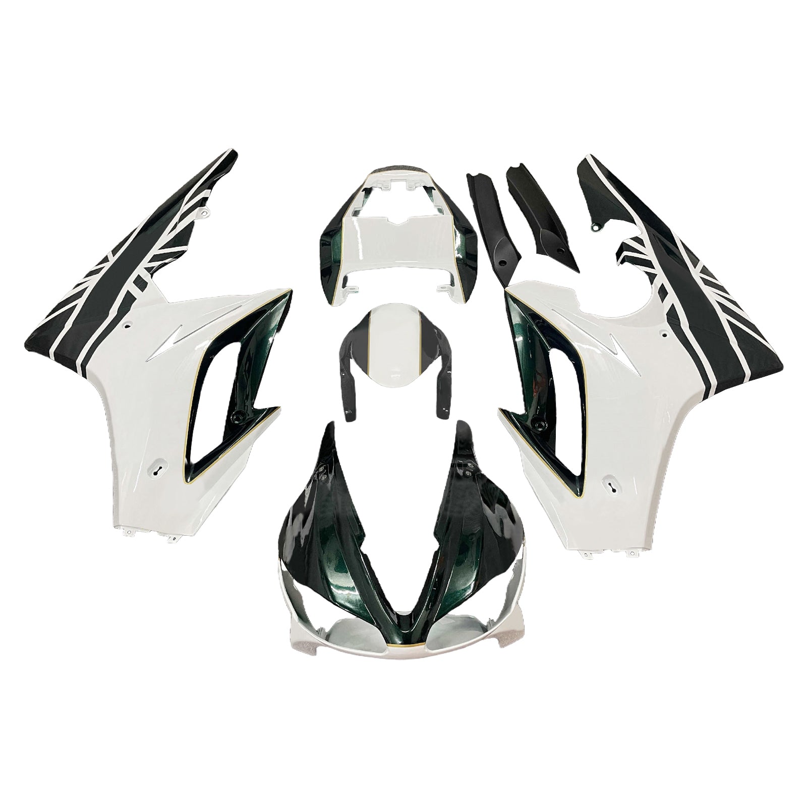 Amotopart 2009-2012 Triumph Daytona 675 Glossy White Dark Green Fairing Kit