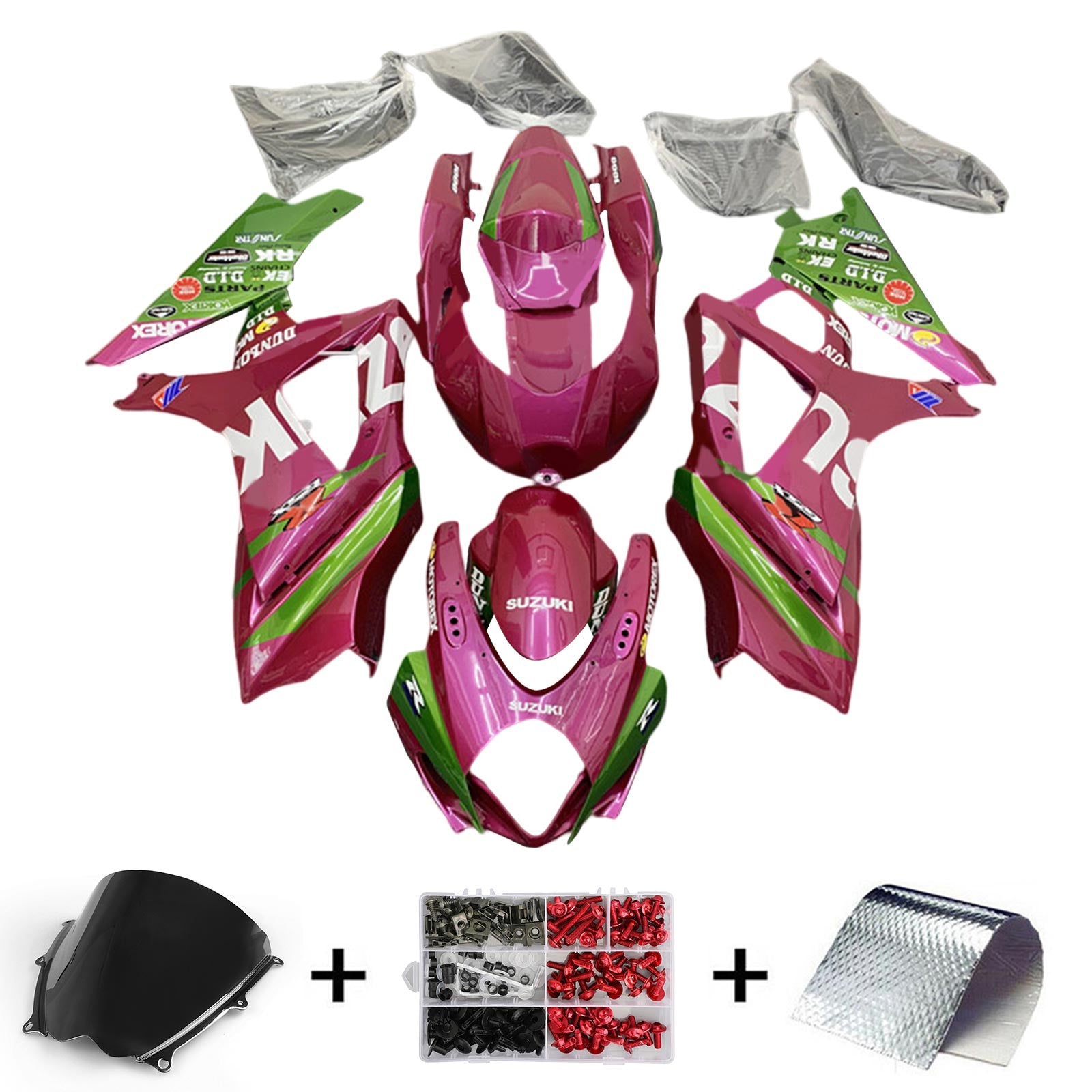 Amotopart 2007-2008 Suzuki GSXR1000 K7 Pink&Green Fairing Kit