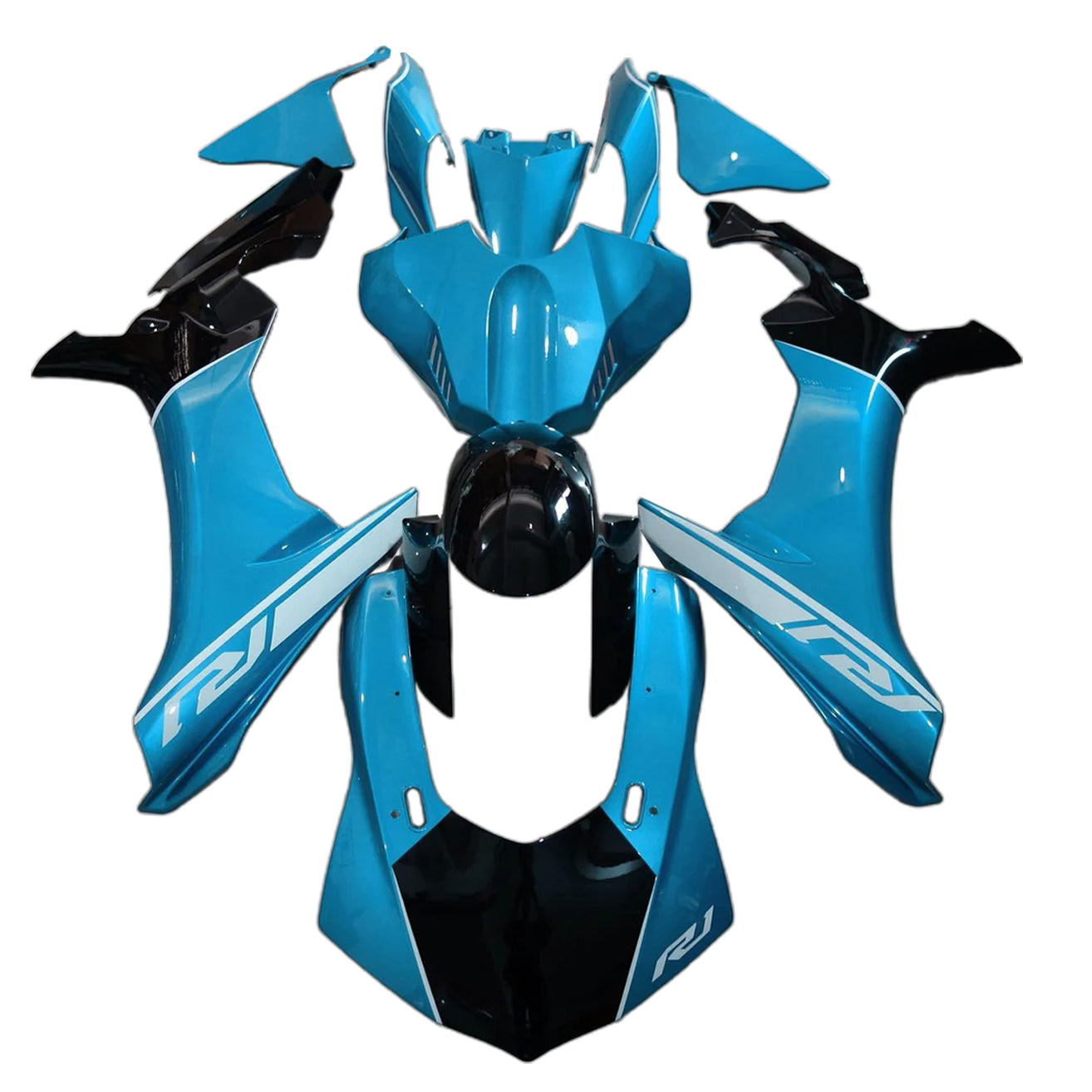 Amotopart 2020-2024 Yamaha YZF R1 Black Light Blue Fairing Kit