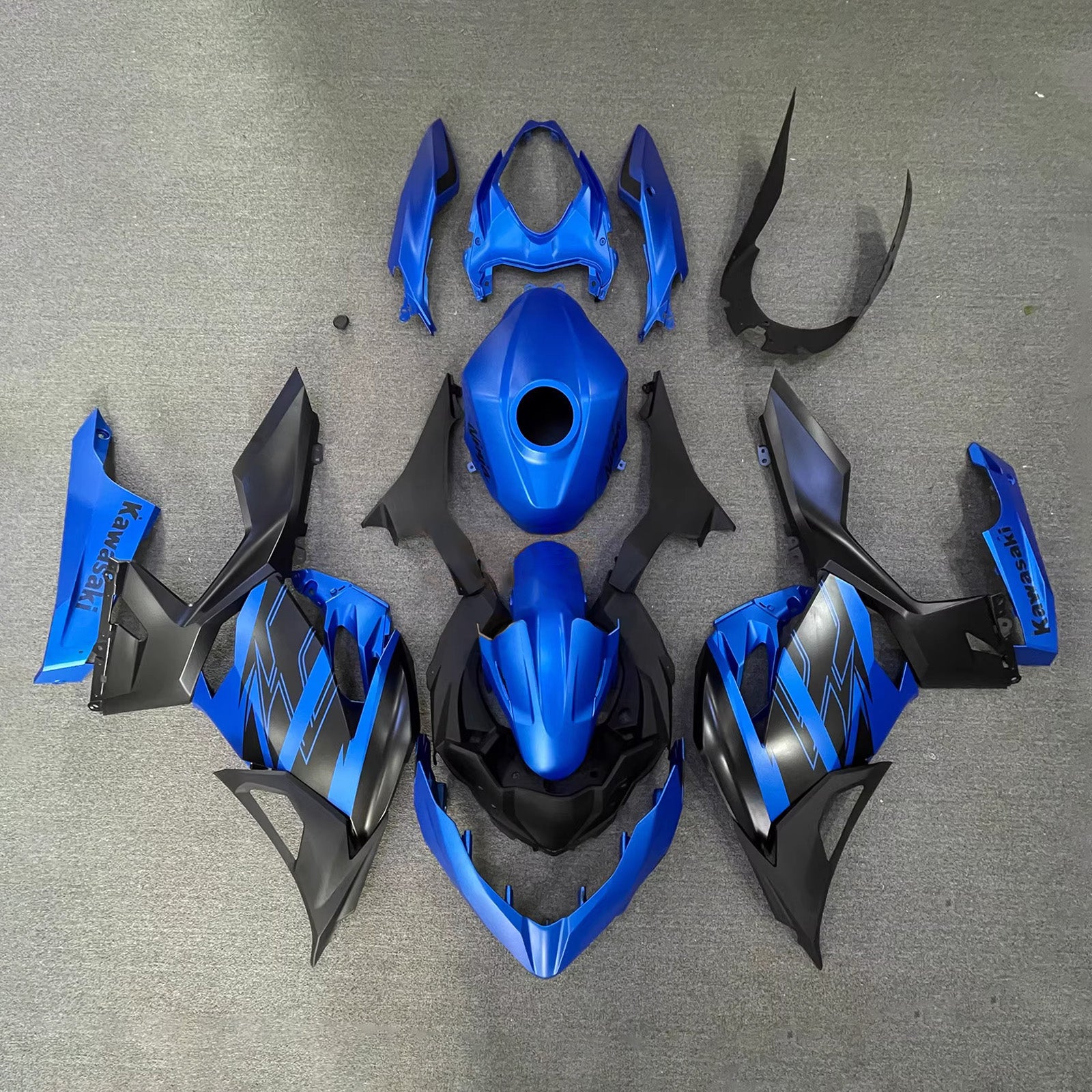 Amotopart 2018-2024 Kawasaki EX400/Ninja400 Blue Black Fairing Kit