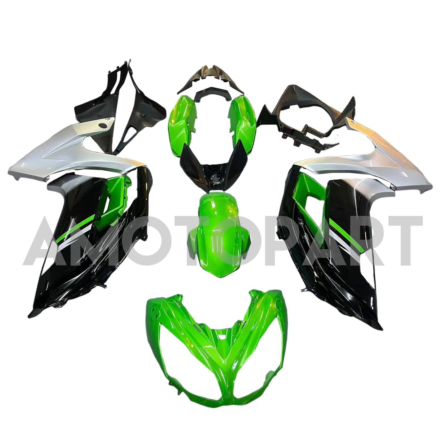 Amotopart 2012-2016 Kawasaki Ninja 650 EX650 Green Black White Fairing Kit