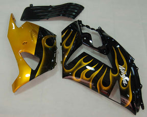 Amotopart 2006-2011 Kawasaki ZX14R Black with Yellow Flame Fairing Kit