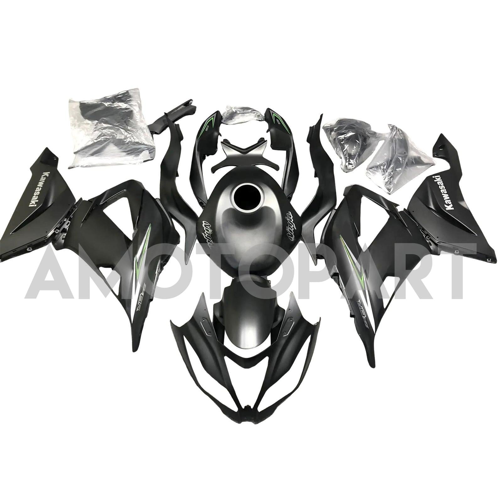 Amotopart 2013-2018 Kawasaki ZX6R 636 Black Fairing Kit