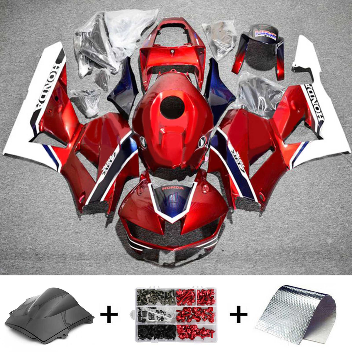 Amotopart 2013-2023 F5 CBR600RR Honda Kit de carenado rojo y blanco