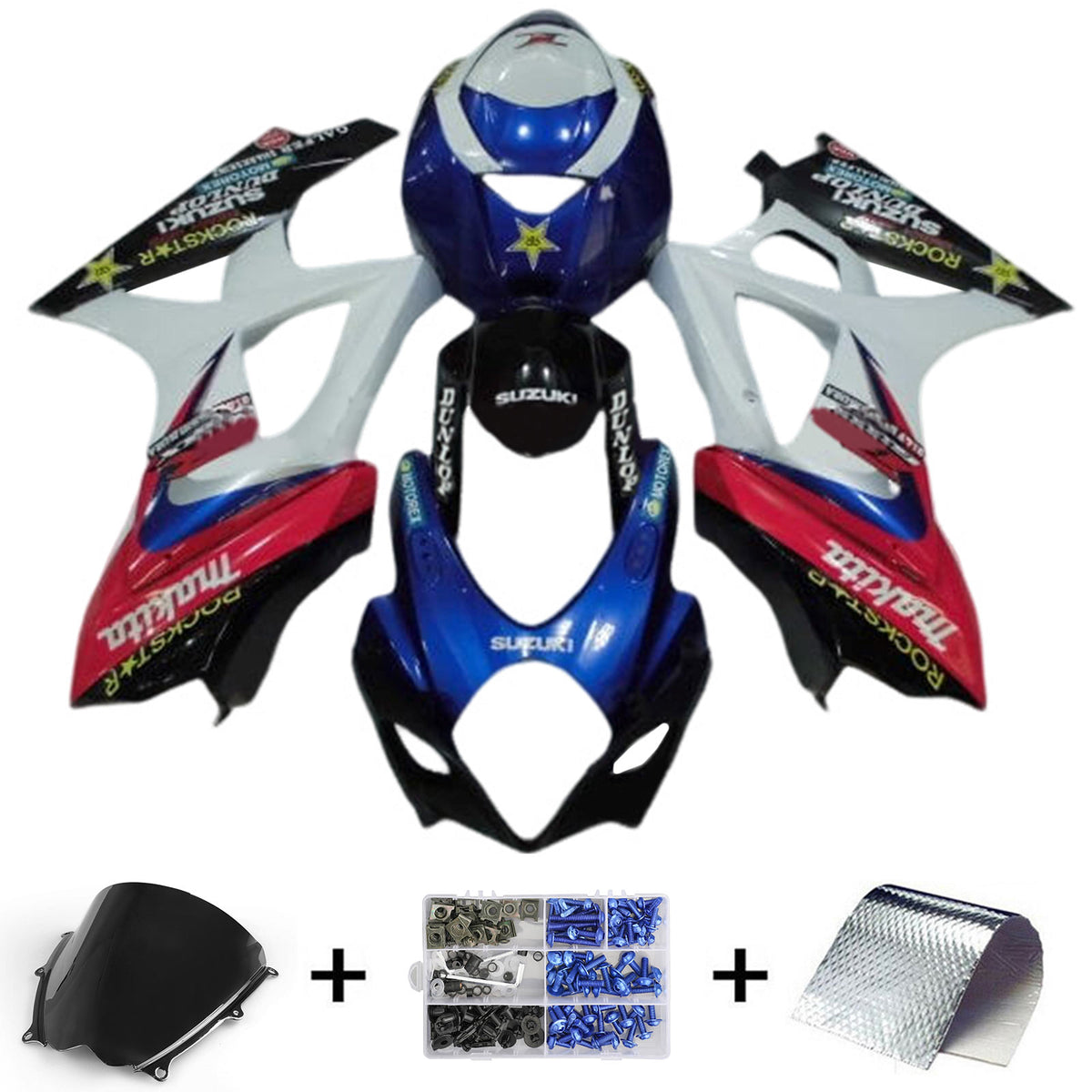 Amotopart 2007-2008 K7 GSXR1000 Suzuki Kit de carenado rosa y azul