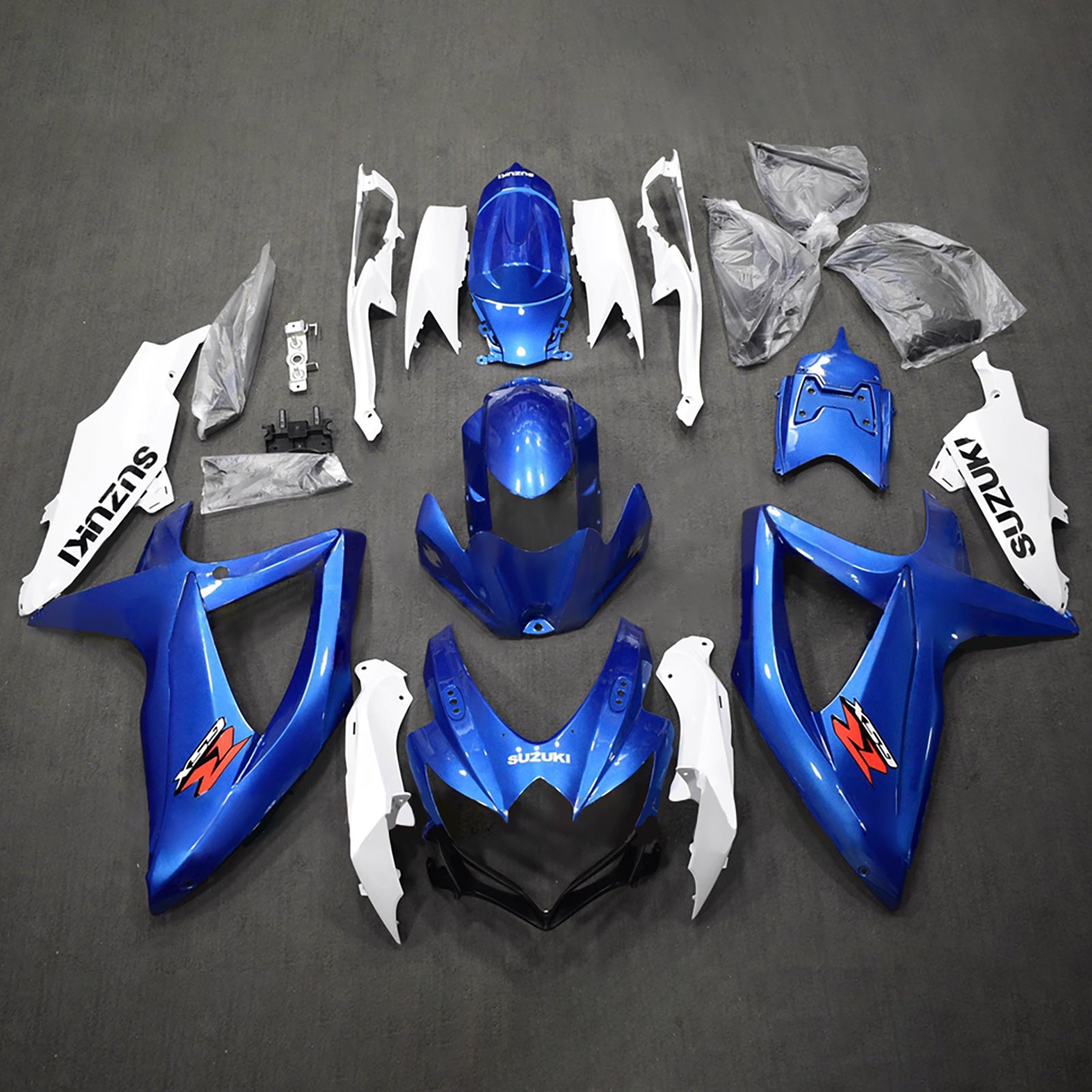 Amotopart 2008-2010 Suzuki GSXR 600/750 Blue White Fairing Kit