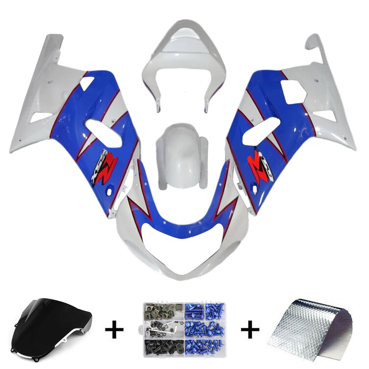 Amotopart 2000-2002 K1 K2 GSXR1000 Suzuki Blue&amp;White Style1 Kit carena