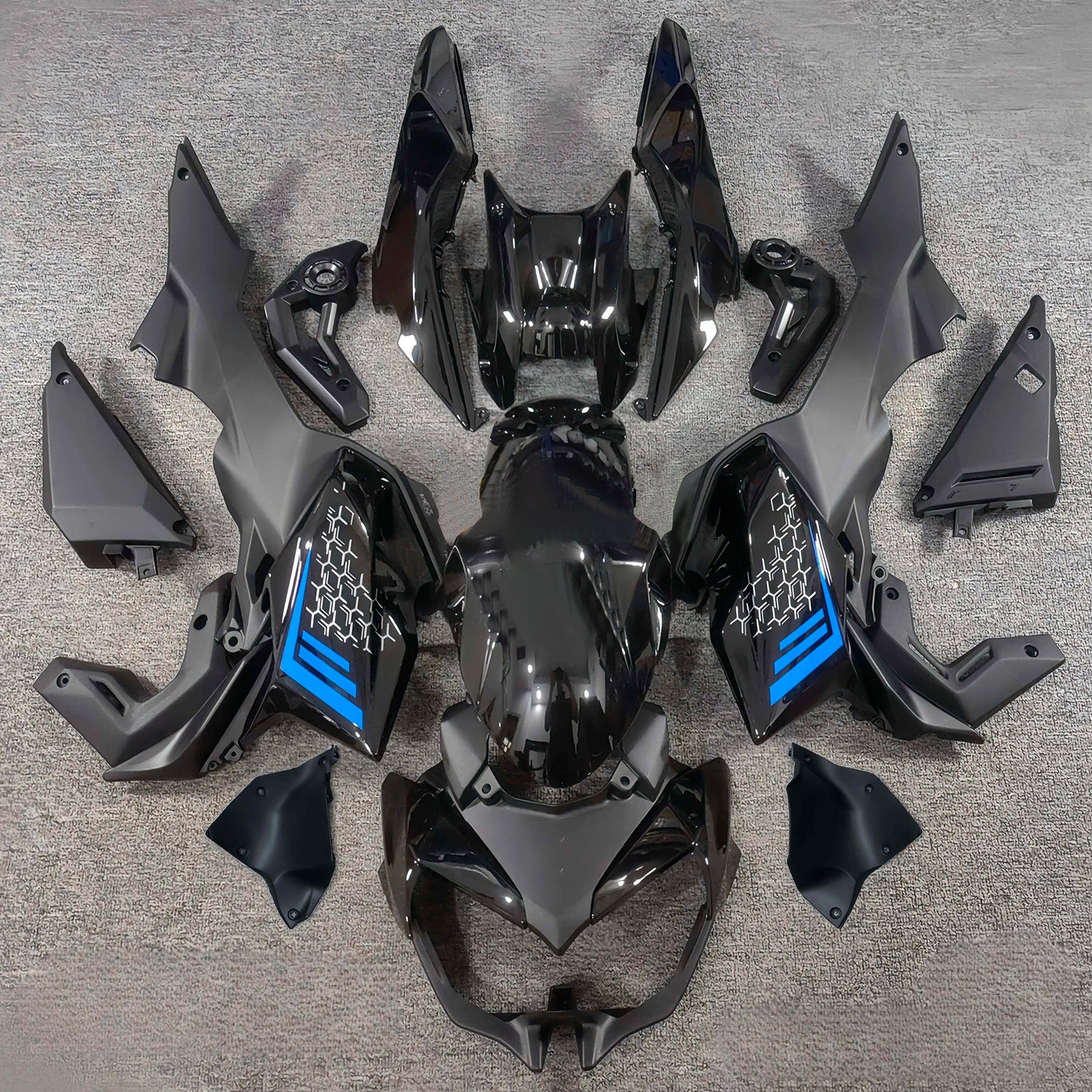 Amotopart 2020-2023 Kawasaki Z650 Blue Black Fairing Kit