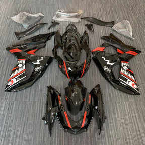 Amotopart 2009-2016 K9 GSXR1000 Suzuki Gloss Black with Red Shark Teeth Fairing Kit