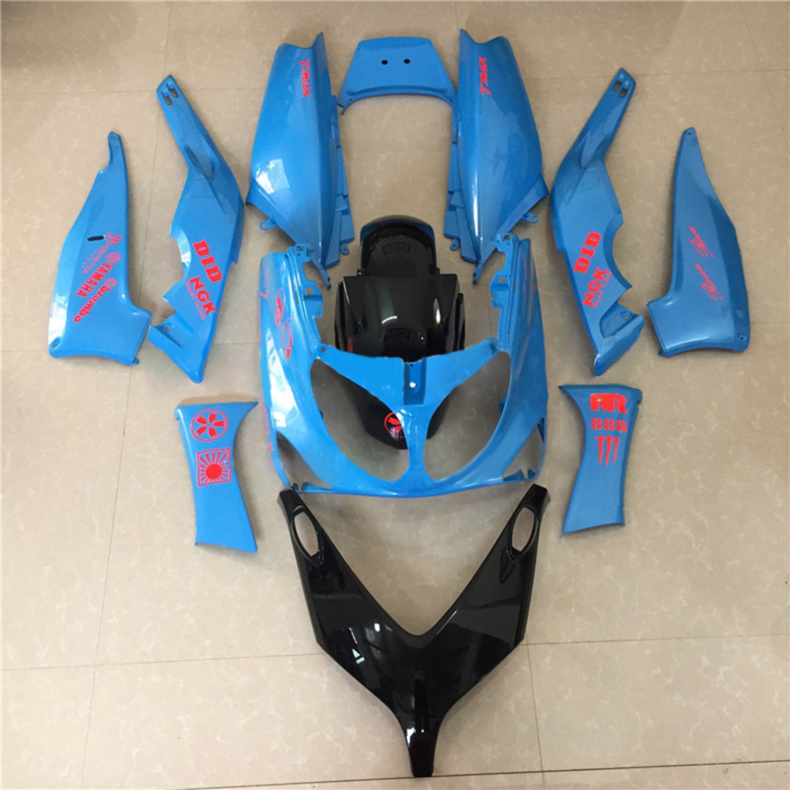 Amotopart 2001-2007 T-Max Yamaha Bleu avec kit de carénage logo