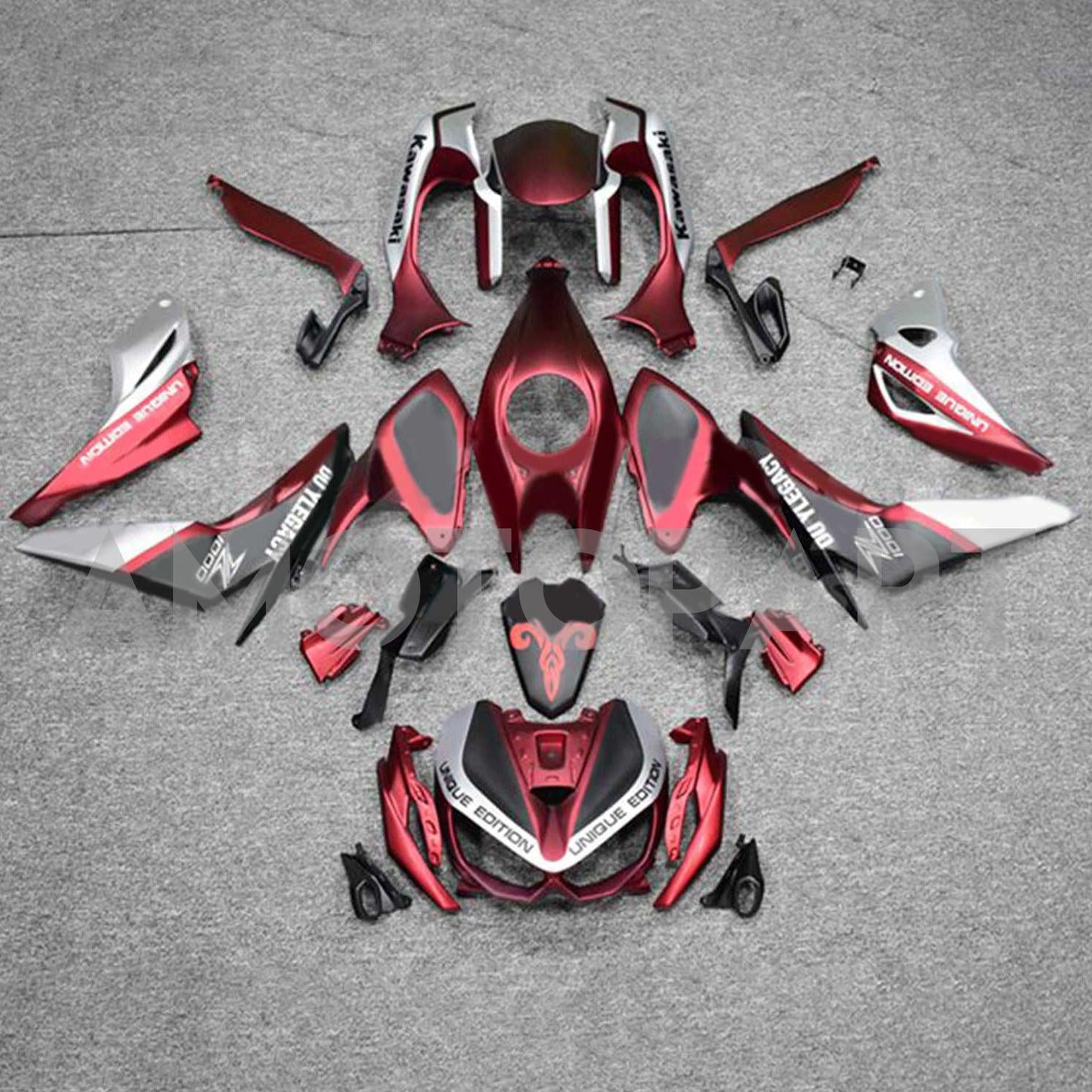 Amotopart 2014-2017 Z1000 Kawasaki Red&Black Style2 Fairing Kit