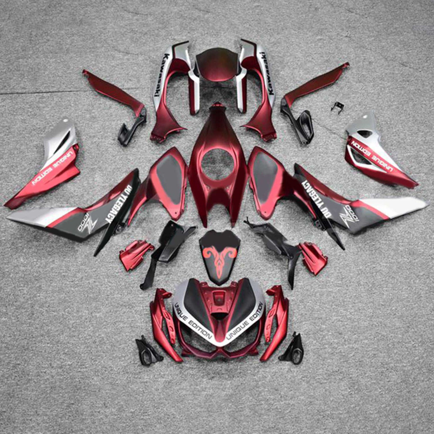 Amotopart 2014-2017 Z1000 Kawasaki Red&Black Style2 Fairing Kit