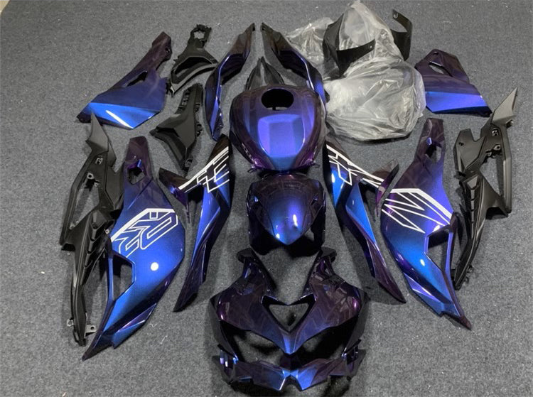 Amotopart 2019–2024 Kawasaki Ninja ZX25R ZX4R ZX4RR Verkleidungssatz mit Farbverlauf in Blau und Lila