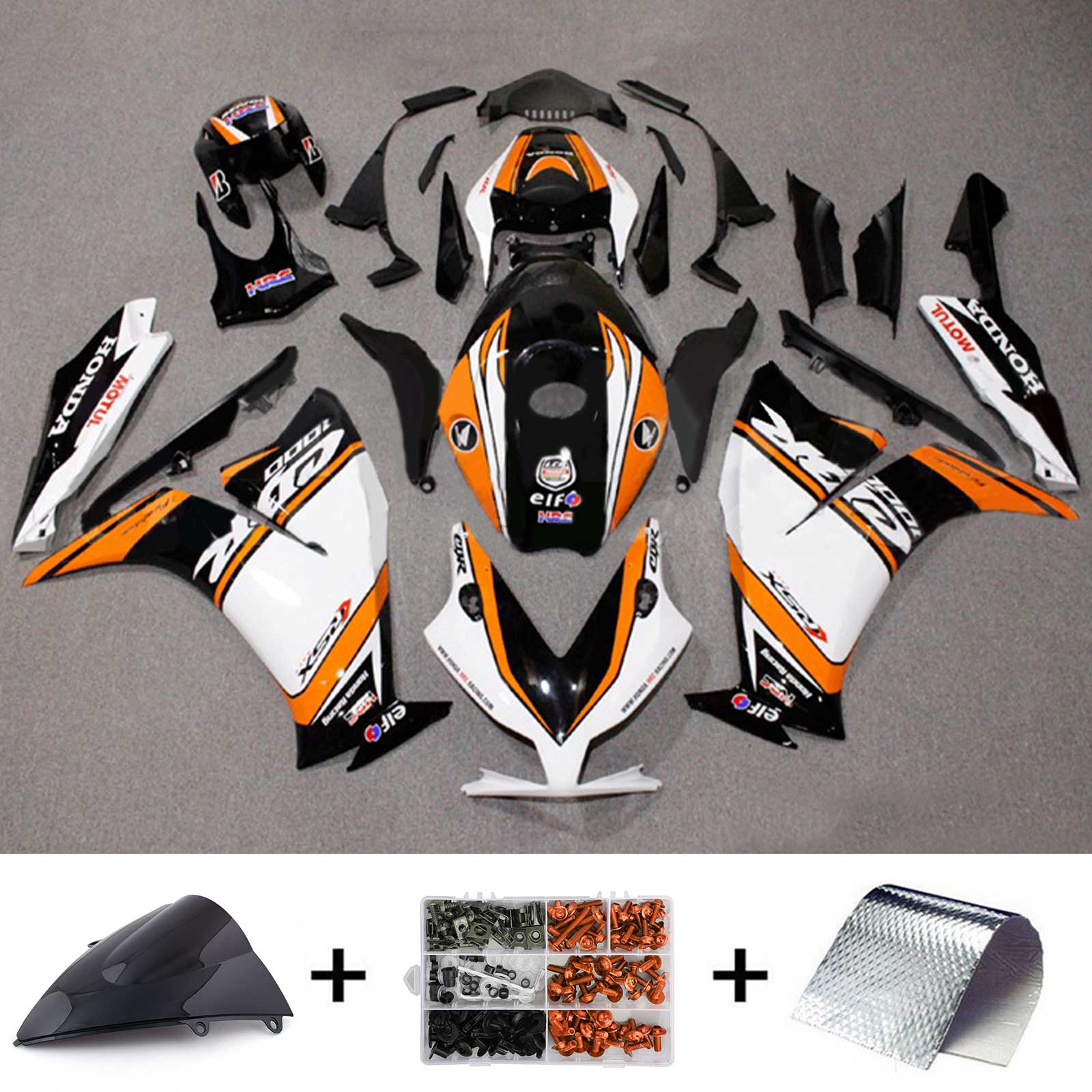 Amotopart 2012-2016 CBR1000RR Honda Kit de carenado naranja y blanco