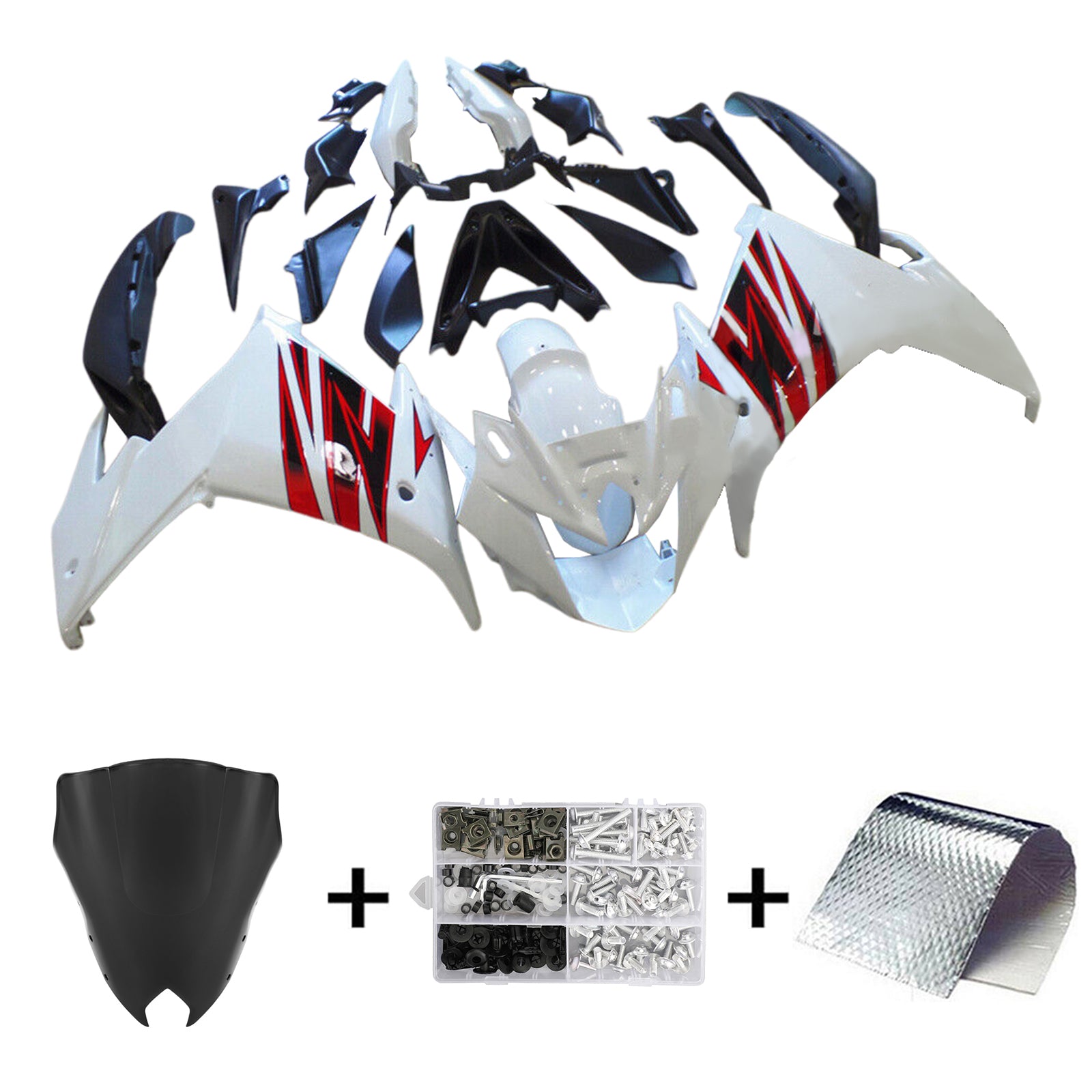 Amotopart 2009-2015 Yamaha FZ6R White Black Red Fairing Kit