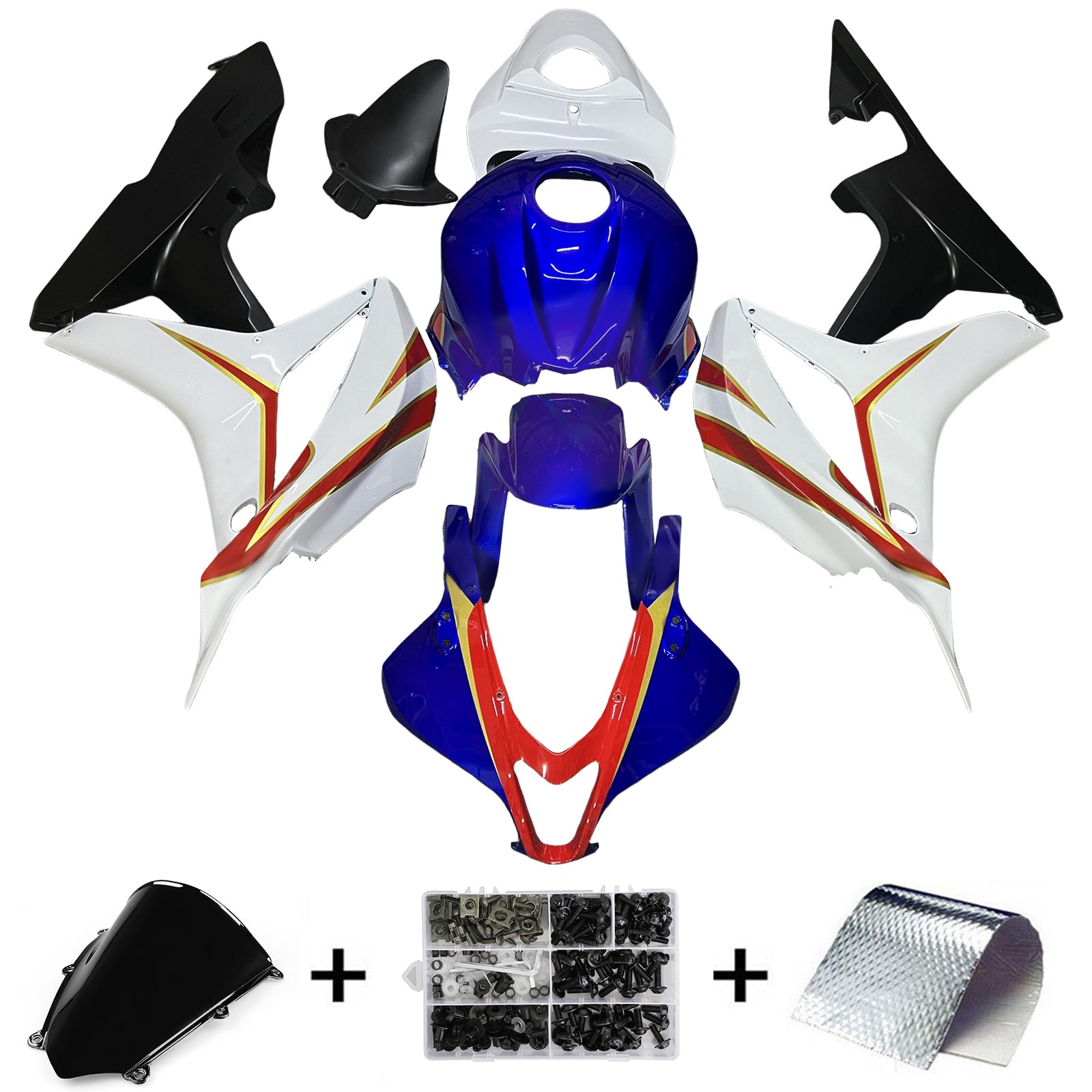 Amotopart 2007-2008 Honda CBR600rr Kit de carénage rouge blanc noir blanc