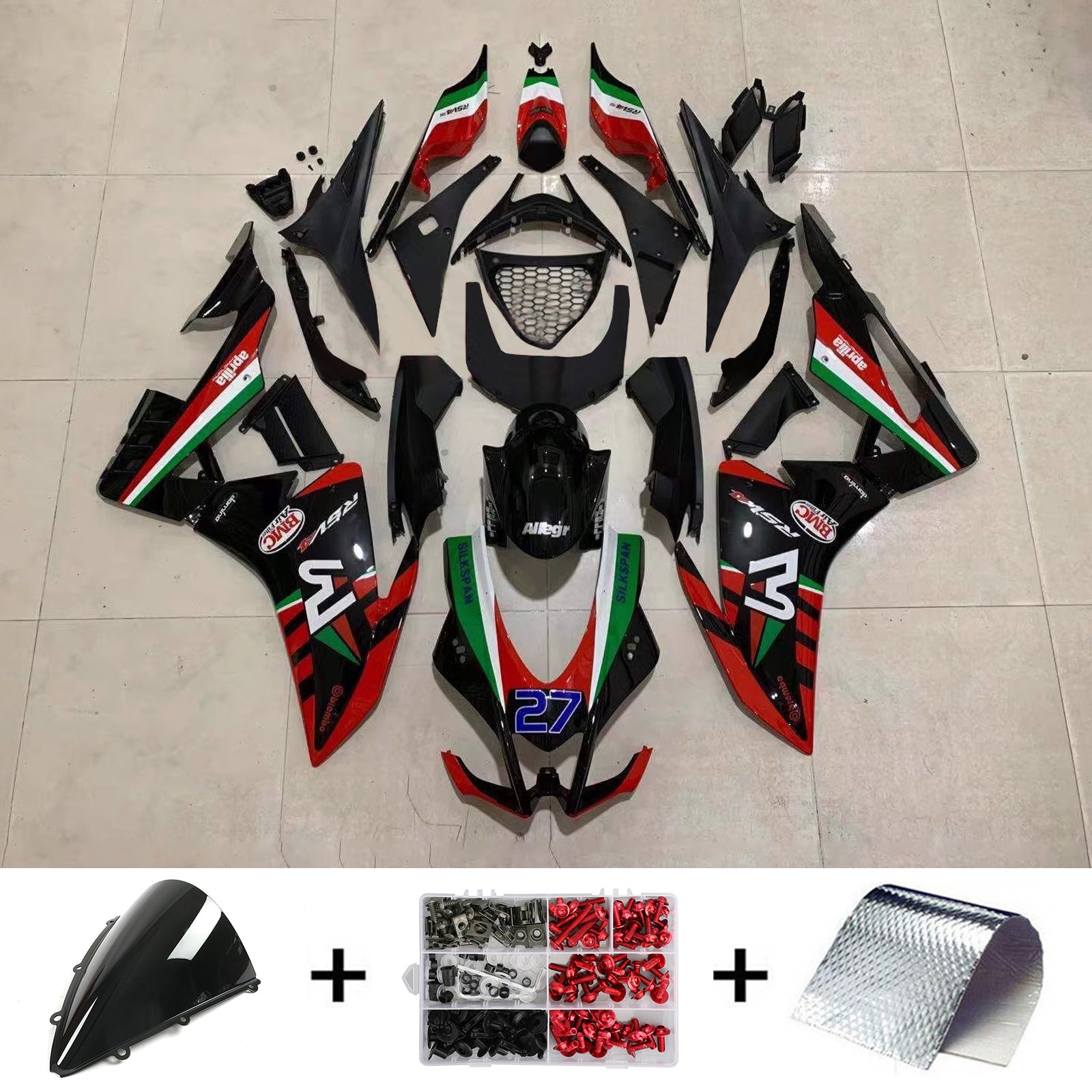 Amotopart 2016-2020 Aprilia RSV4 1000 Bkack Red Fairing Kit