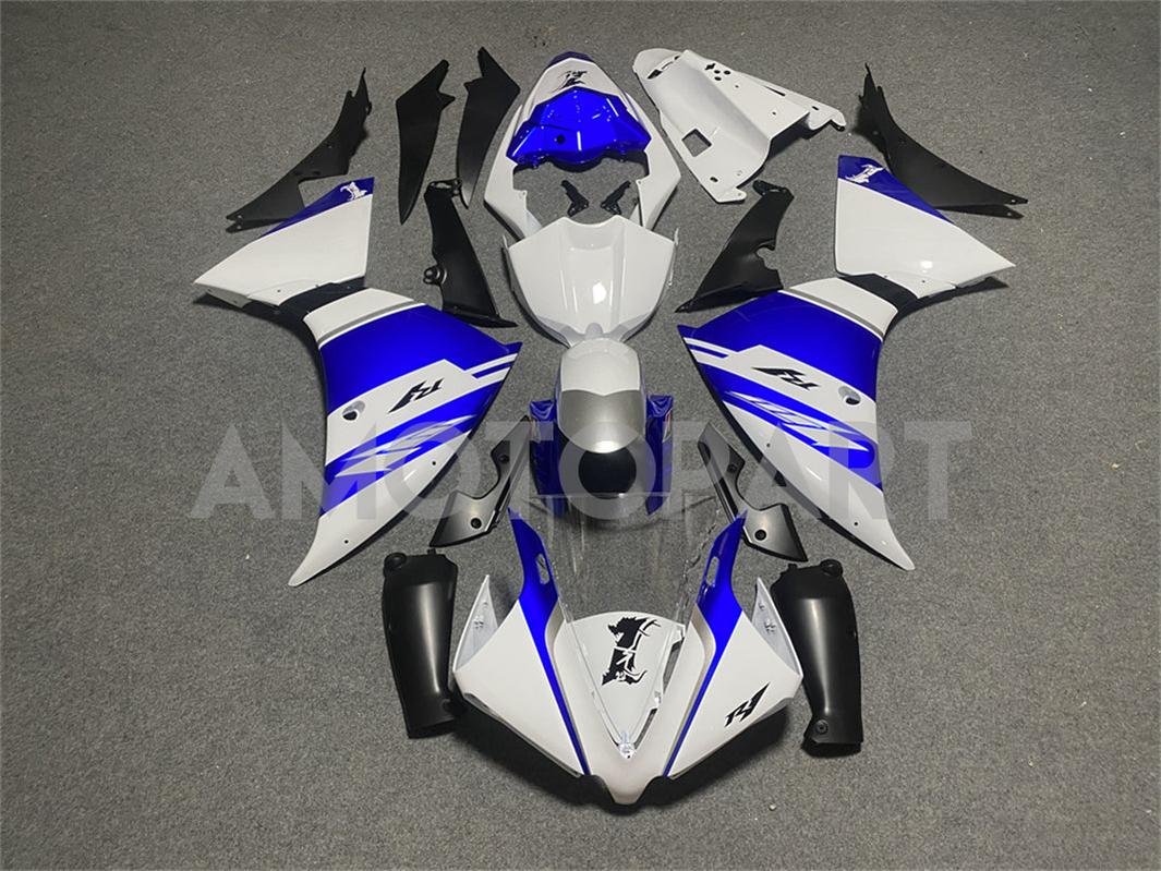 Amotopart Yamaha YZF 1000 R1 2012-2014 White&Blue Style2 Fairing Kit