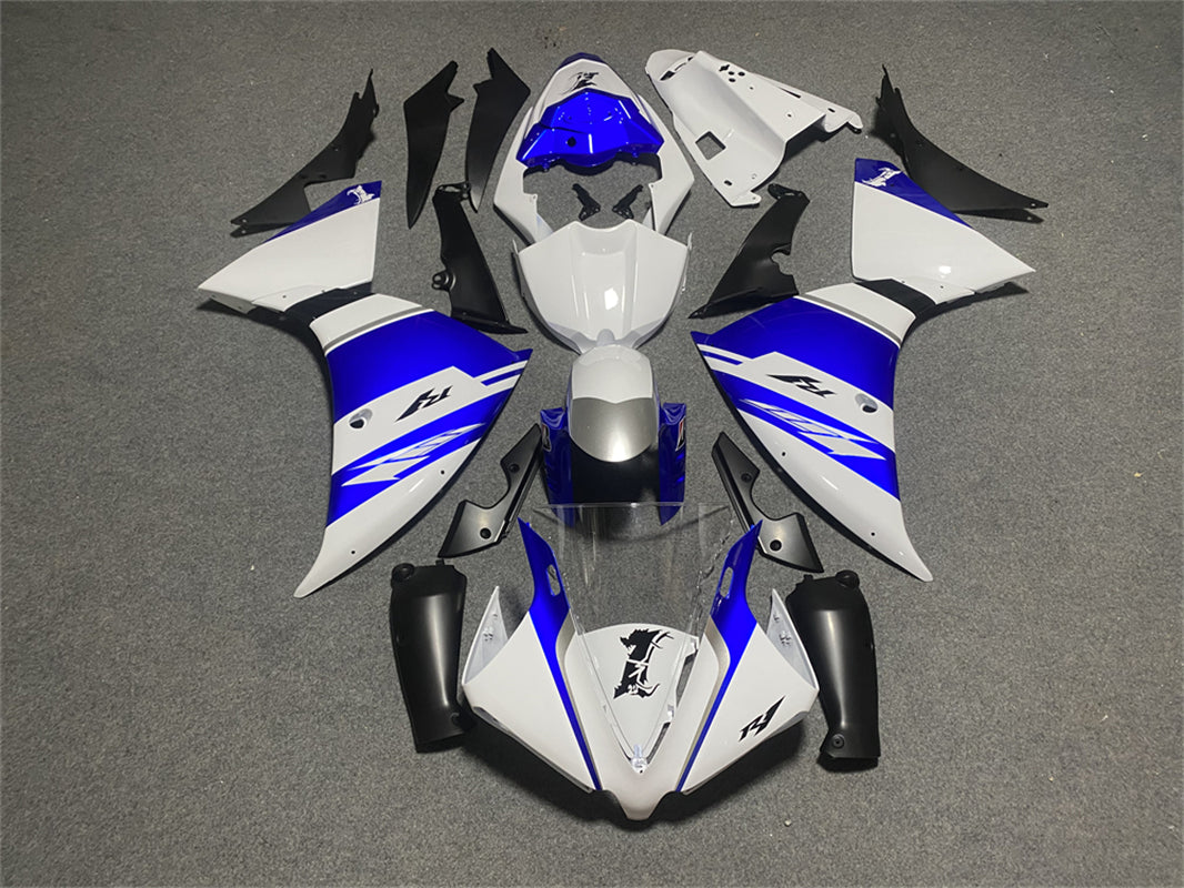 Amotopart Yamaha YZF 1000 R1 2012-2014 Kit de carénage blanc et bleu Style2