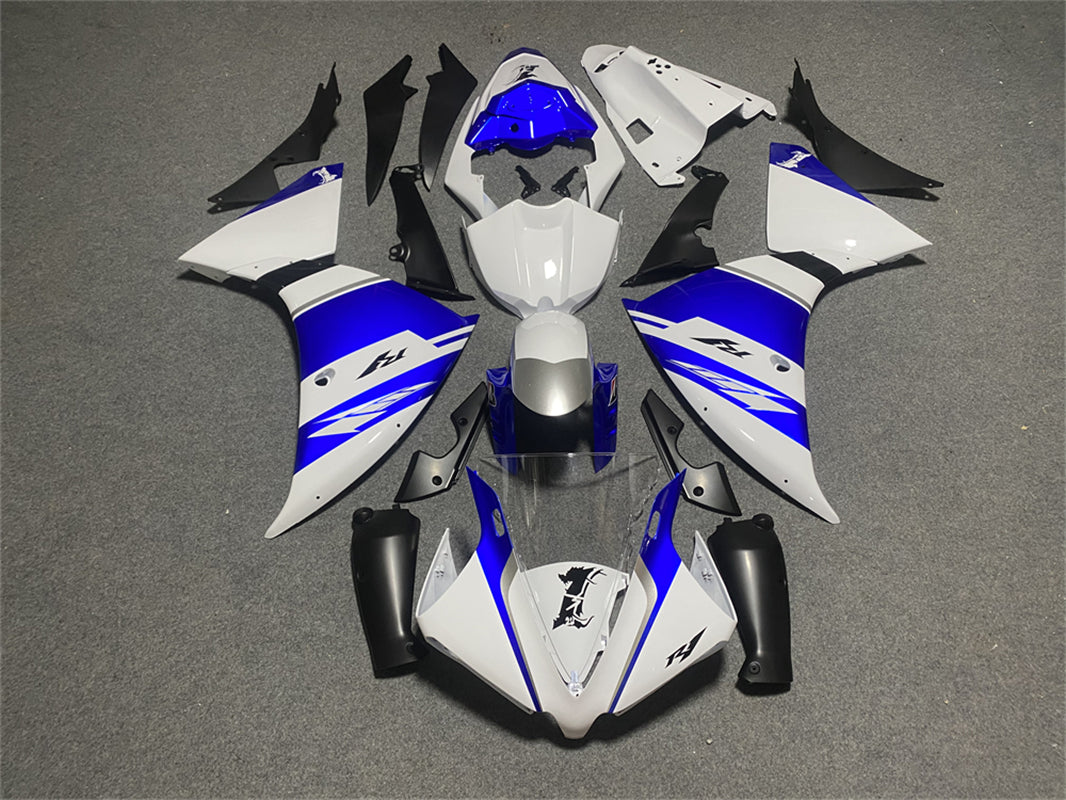 Amotopart Verkleidungsset für Yamaha YZF 1000 R1 2009–2011, Blau und Weiß, Style1