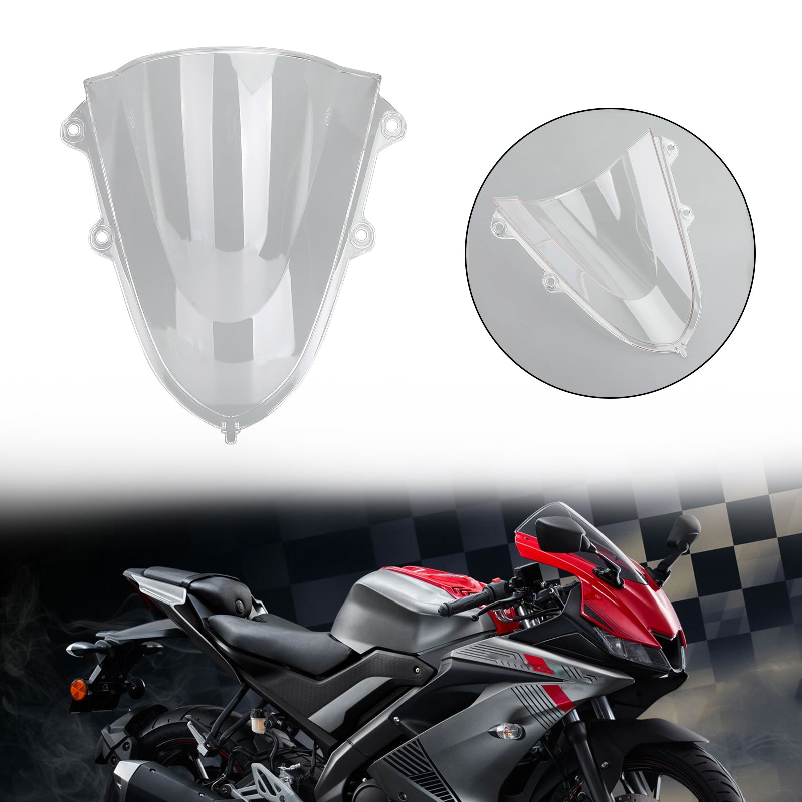 17-20 Parabrezza per moto in plastica ABS Yamaha YZF R15 V3 Trasparente