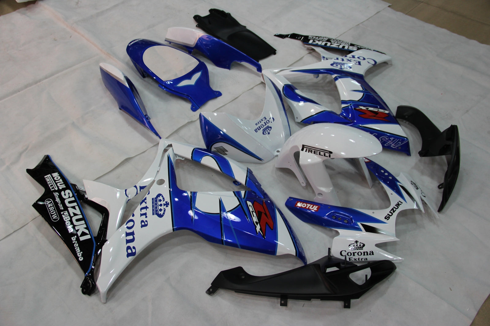 Amotopart 2006-2007 Suzuki GSXR 600/750 Black White Blue Fairing Kit