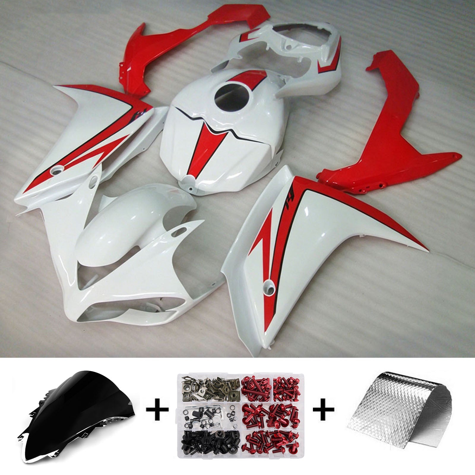 Amotopart 2007-2008 Yamaha YZF 1000 R1 White/Red Fairing Kit