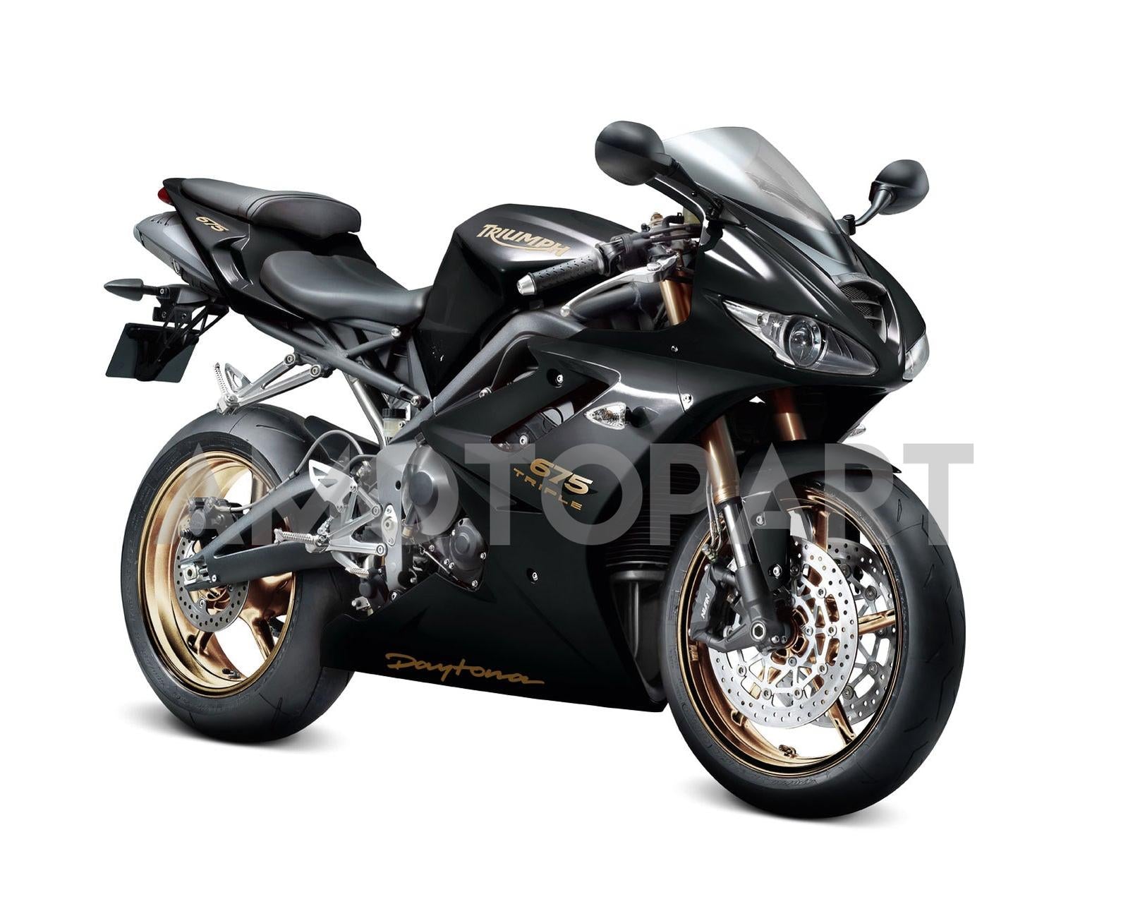 Amotopart 2009-2012 Triumph Daytona 675 Gloss Black Gold Fairing Kit