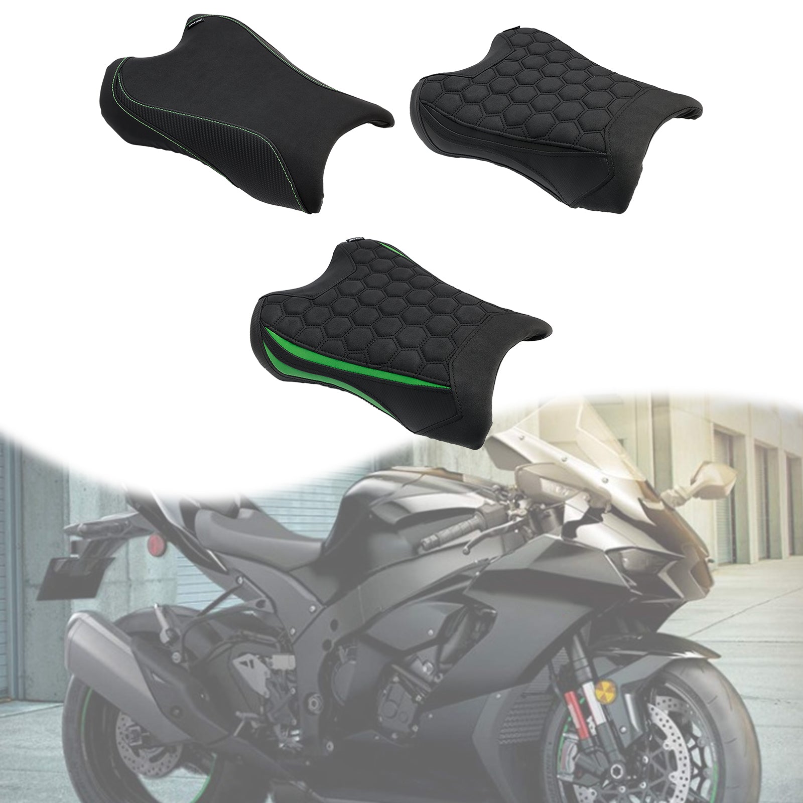 2021-2023  Kawasaki Zx-10R/Rr Front Driver Raider Seat Pillion Saddle Green