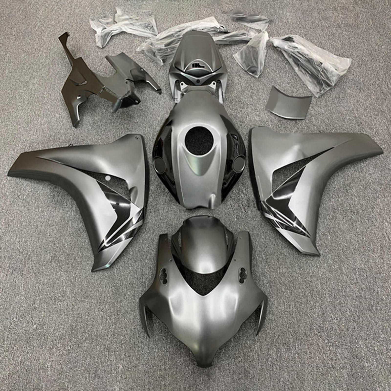 Amotopart 2008–2011 Honda CBR1000RR Verkleidungsset in Silber und Grau