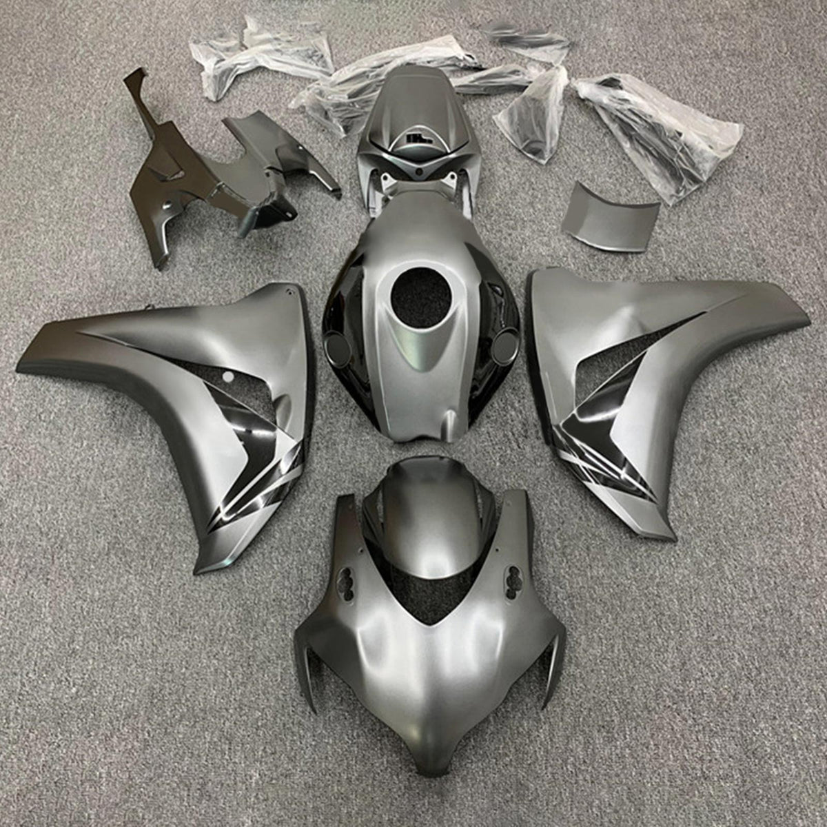 Amotopart 2008-2011 Honda CBR1000RR Kit de carenado plateado y gris