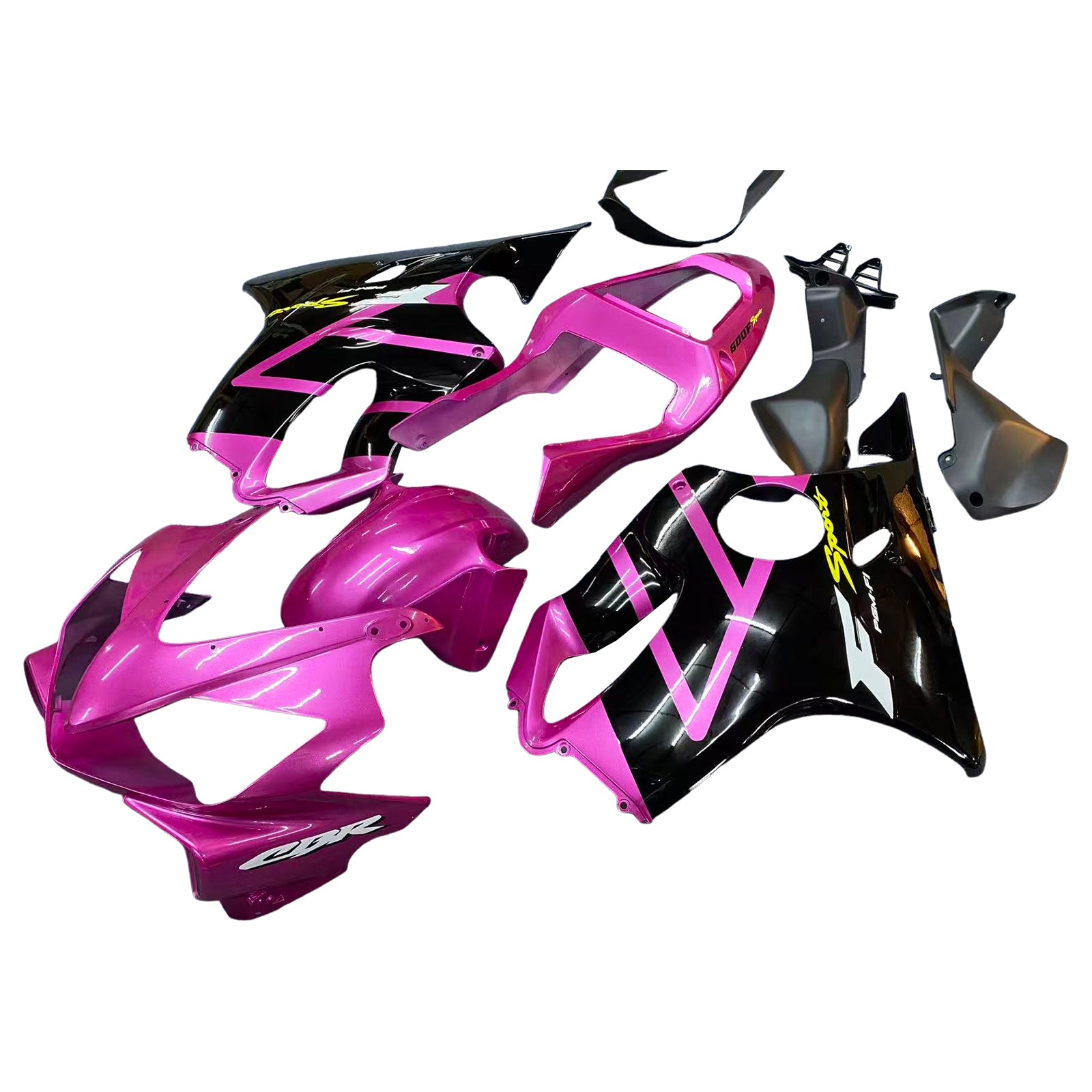 Amotopart 2001-2003 Honda CBR600 F4i Black/Pink Fairing Kit