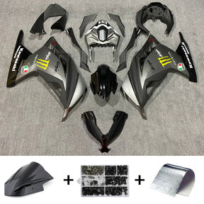 Amotopart Verkleidungssatz für Kawasaki EX300/Ninja300, Mattgrau, 2013–2024, mit Monster-Logo